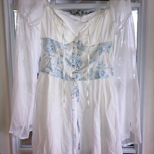 Flowy White Dress with Corset Detail